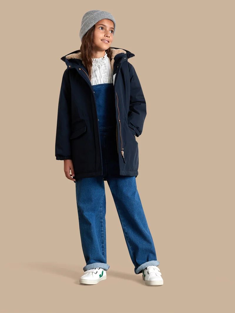 Mädchen-Parka mit Futter aus Pelzimitat