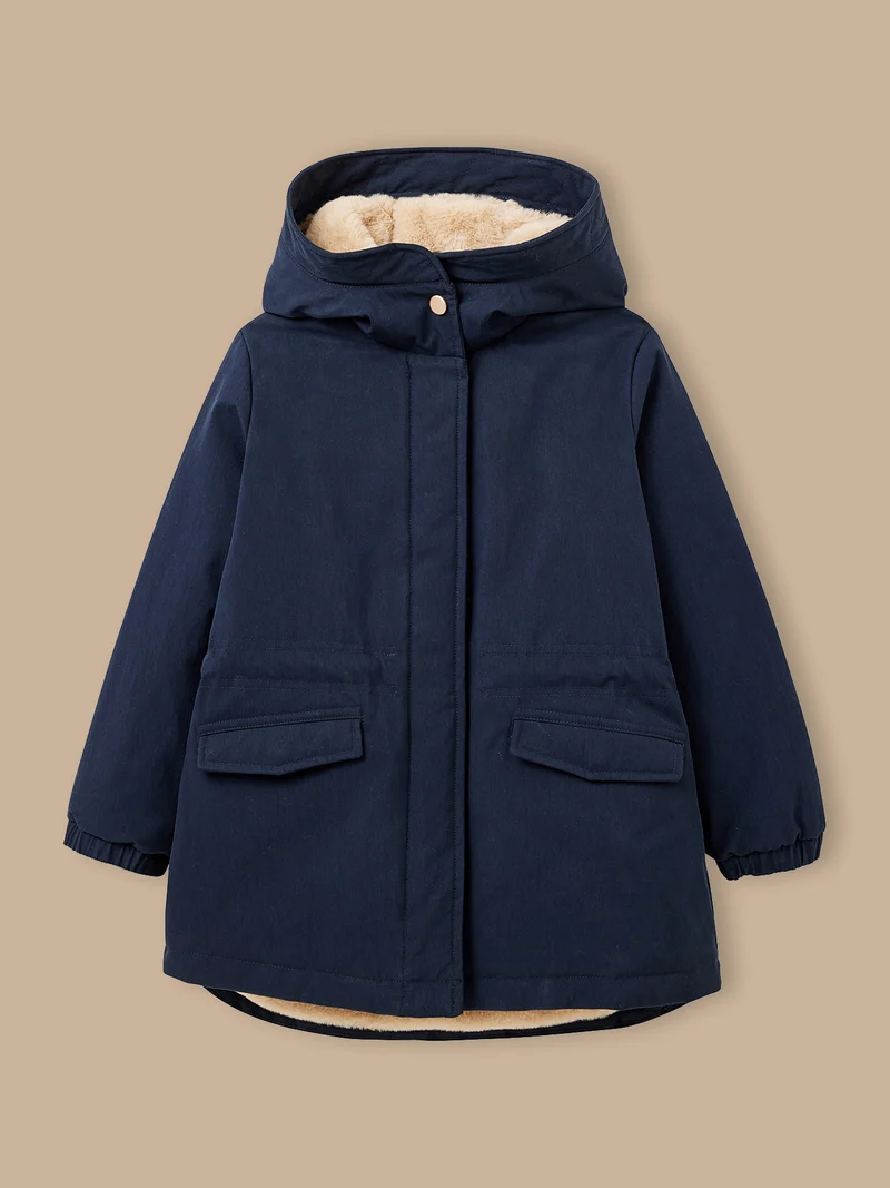 Mädchen-Parka mit Futter aus Pelzimitat