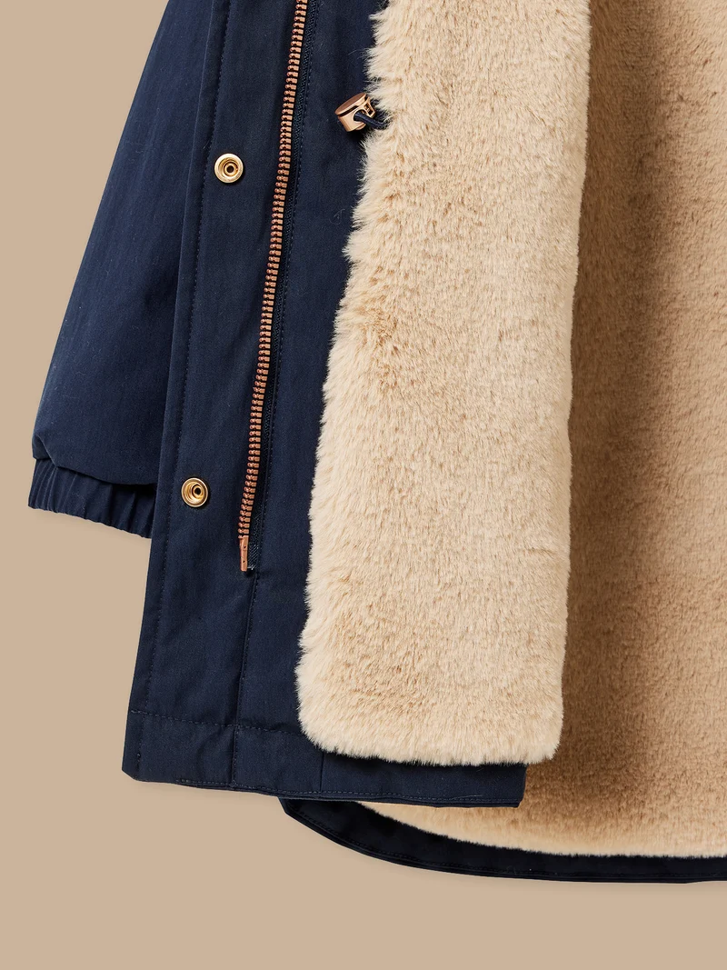 Mädchen-Parka mit Futter aus Pelzimitat