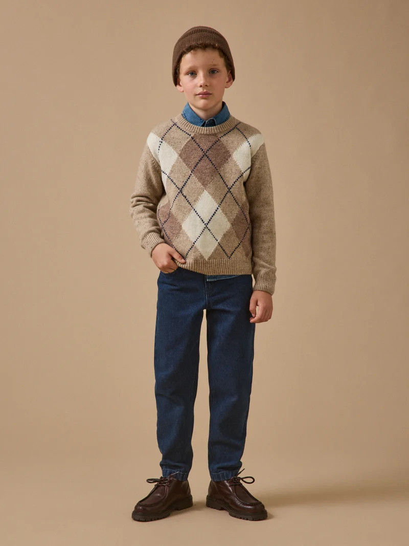 Jungen Jacquard-Pullover mit Wolle