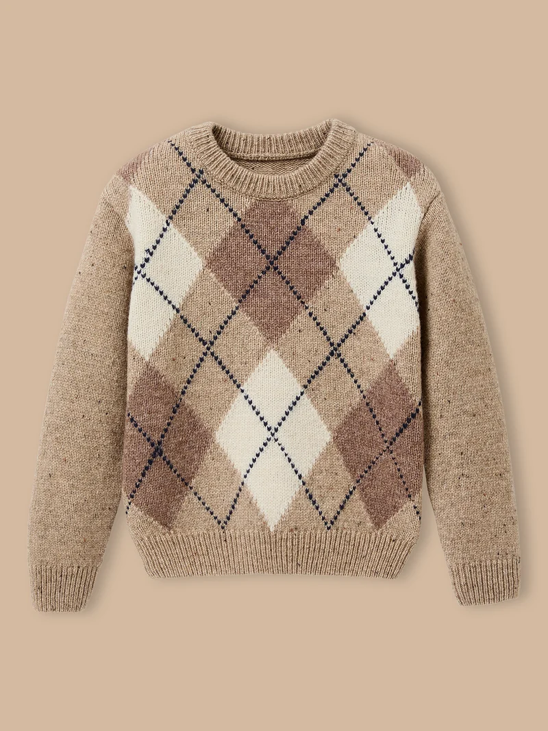 Jungen Jacquard-Pullover mit Wolle