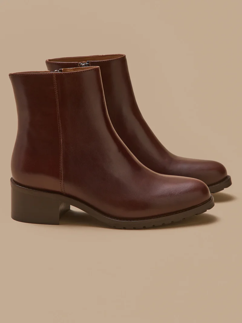 Damen-Stiefeletten mit Absatz aus Leder
