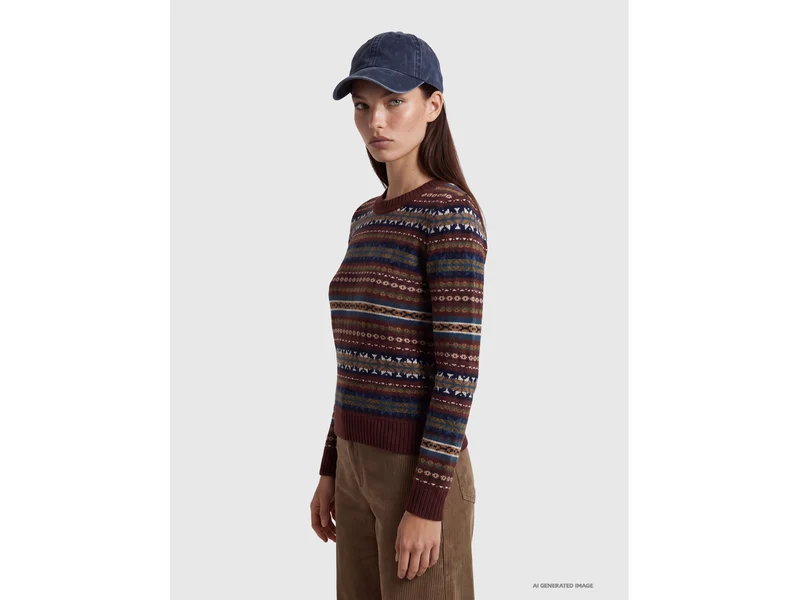 Wollmischung Jacquardpullover