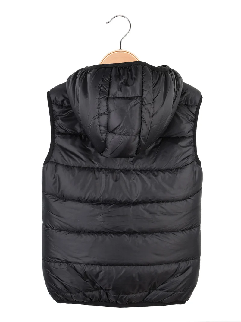 Smanicato da bambino reversibile con cappuccio e zip - nero