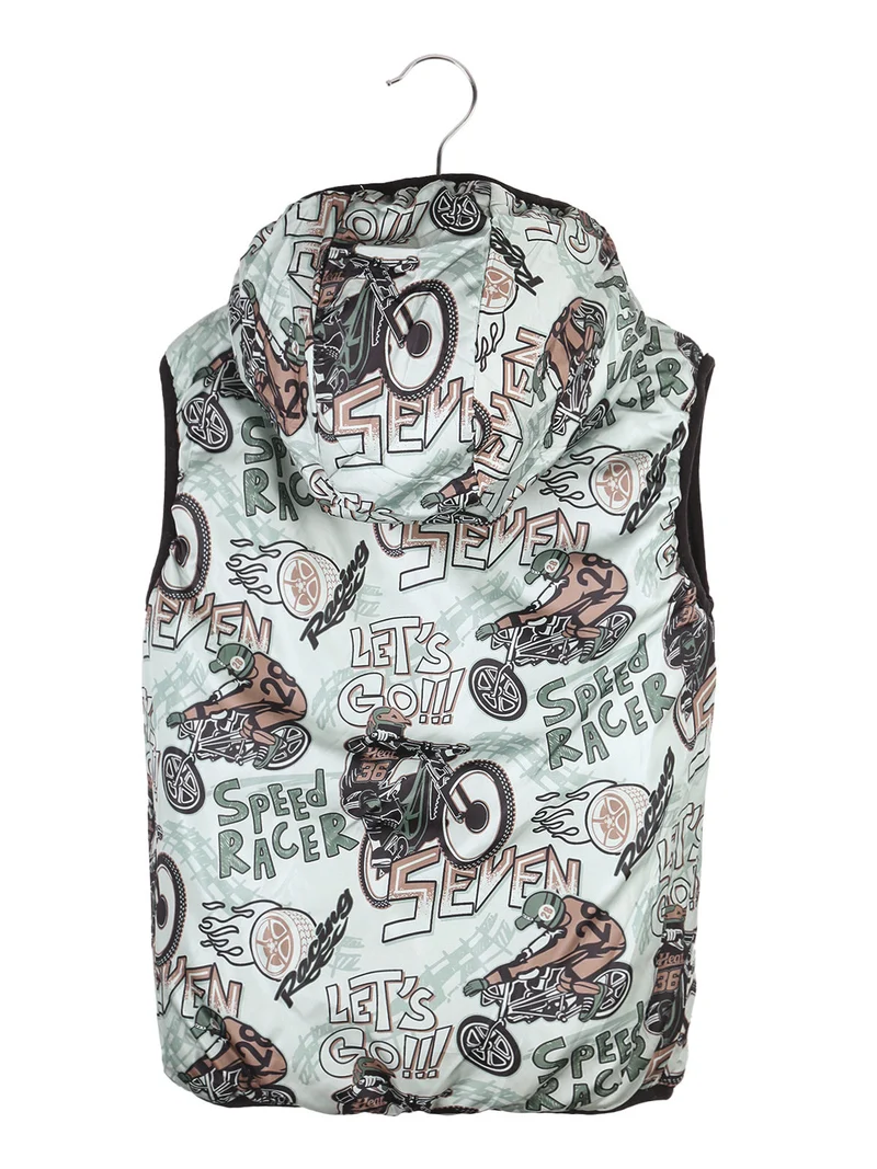 Smanicato da bambino reversibile con cappuccio e zip - nero