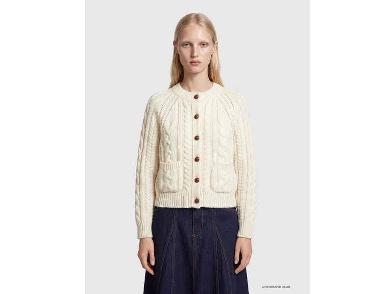 Strickjacke aus 100 % Wolle mit Zopfmuster