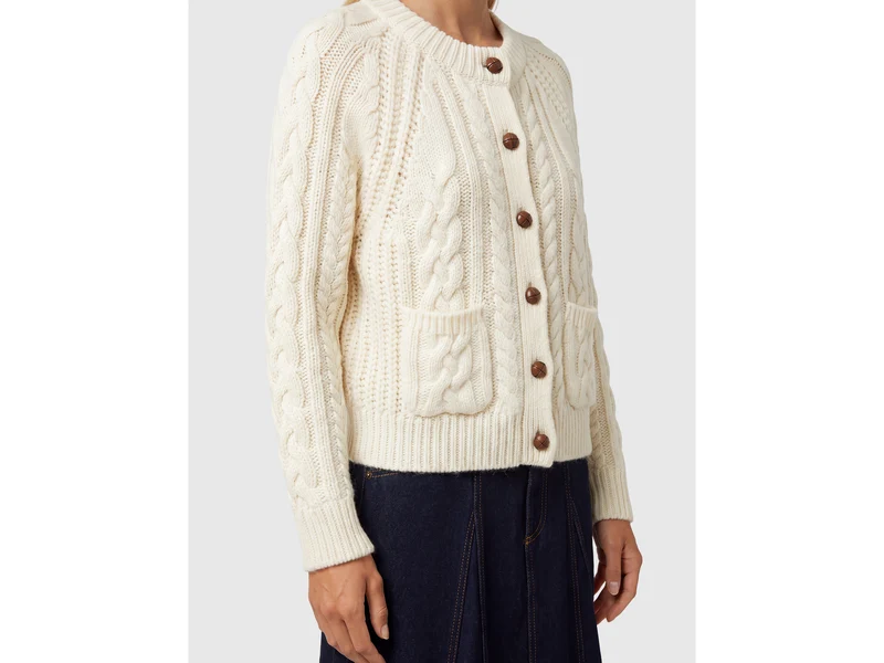 Strickjacke aus 100 % Wolle mit Zopfmuster