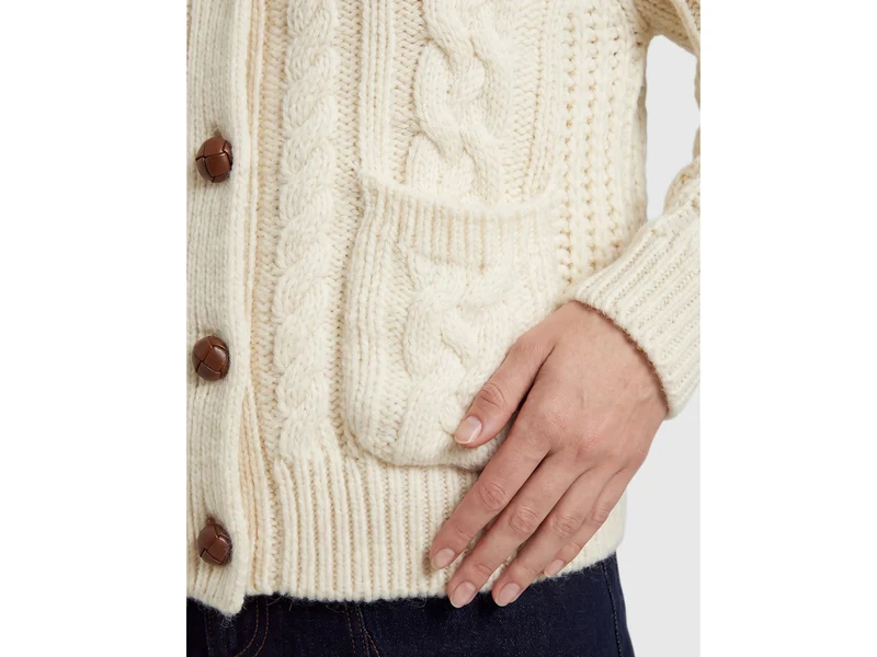 Strickjacke aus 100 % Wolle mit Zopfmuster