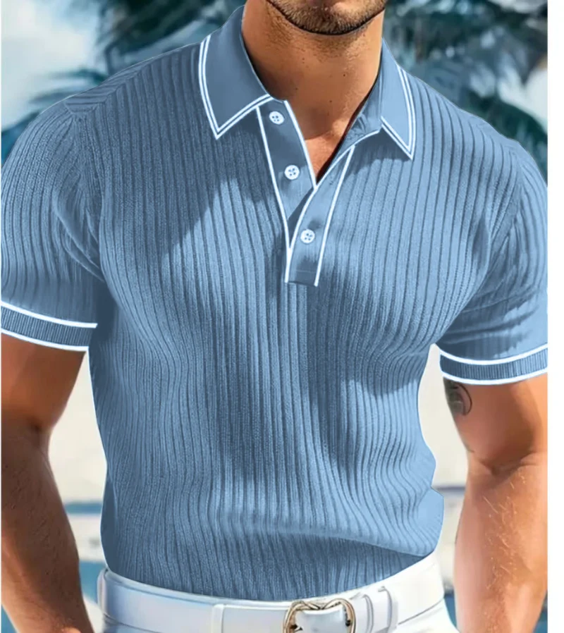 Herren Poloshirt | Kurzarm-Polo mit Knopfleiste, Rippstruktur und regulärer Passform für Sommer, Freizeit und Büro