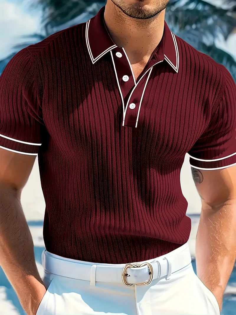 Herren Poloshirt | Kurzarm-Polo mit Knopfleiste, Rippstruktur und regulärer Passform für Sommer, Freizeit und Büro
