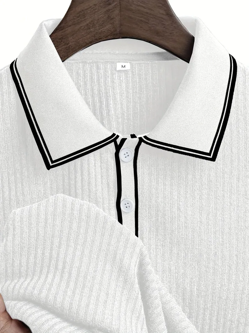 Herren Poloshirt | Kurzarm-Polo mit Knopfleiste, Rippstruktur und regulärer Passform für Sommer, Freizeit und Büro