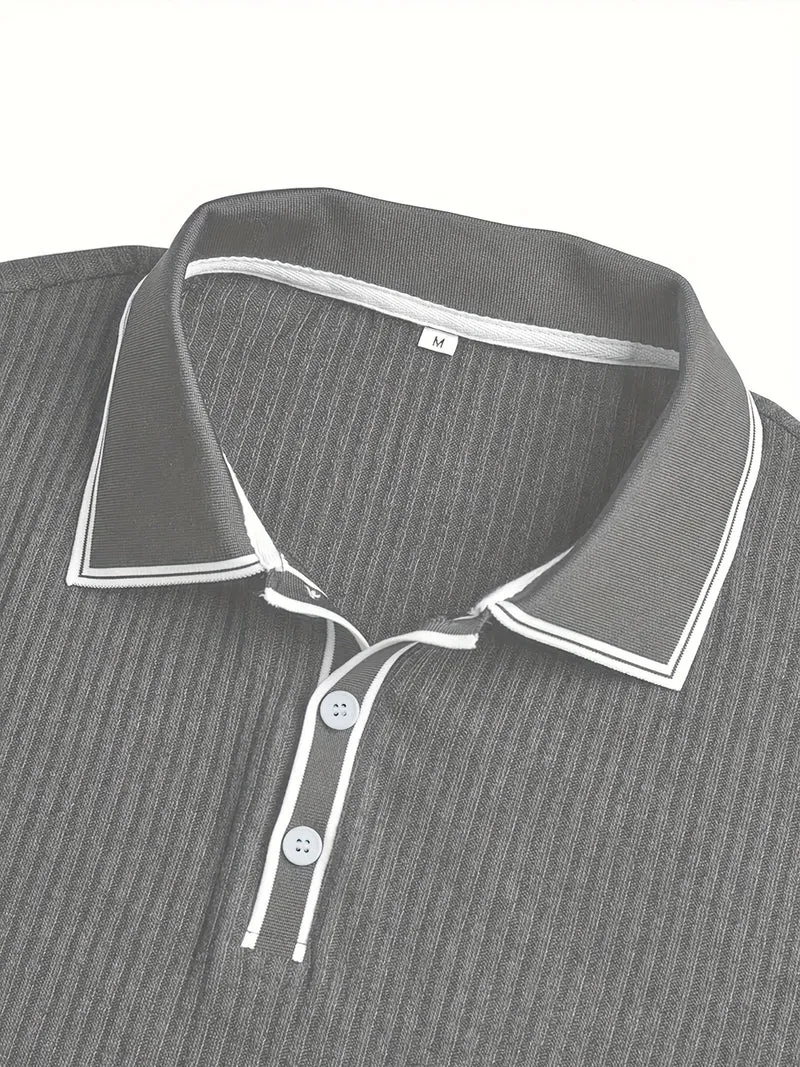 Herren Poloshirt | Kurzarm-Polo mit Knopfleiste, Rippstruktur und regulärer Passform für Sommer, Freizeit und Büro