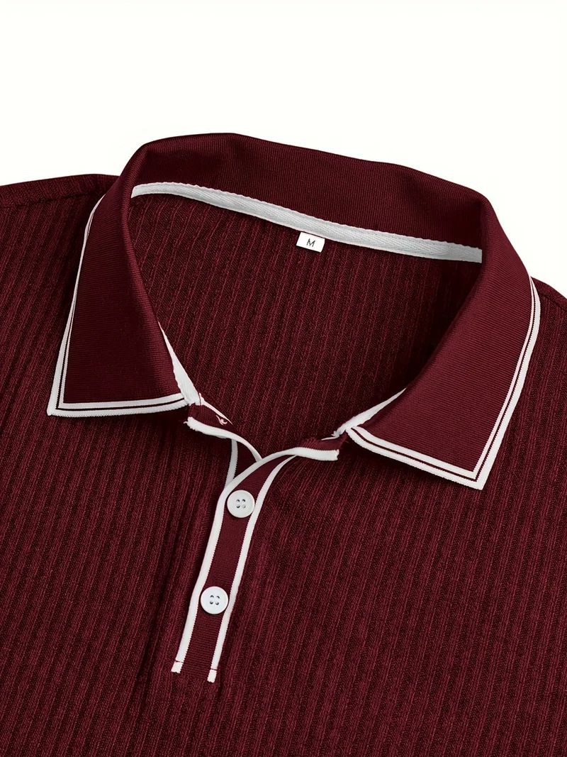 Herren Poloshirt | Kurzarm-Polo mit Knopfleiste, Rippstruktur und regulärer Passform für Sommer, Freizeit und Büro