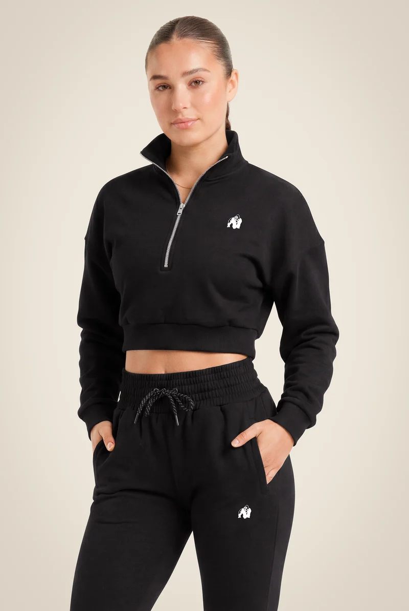 Ocala Cropped Half-Zip Sweatshirt - Black