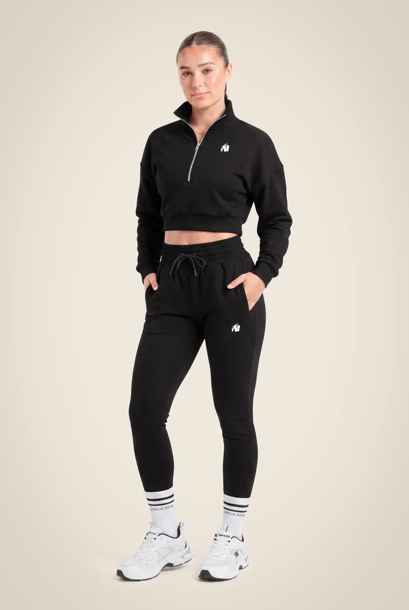 Ocala Cropped Half-Zip Sweatshirt - Black