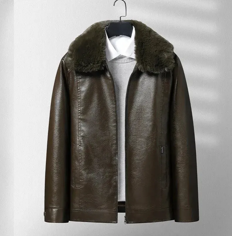 Thickened Fleece Leather Jacket