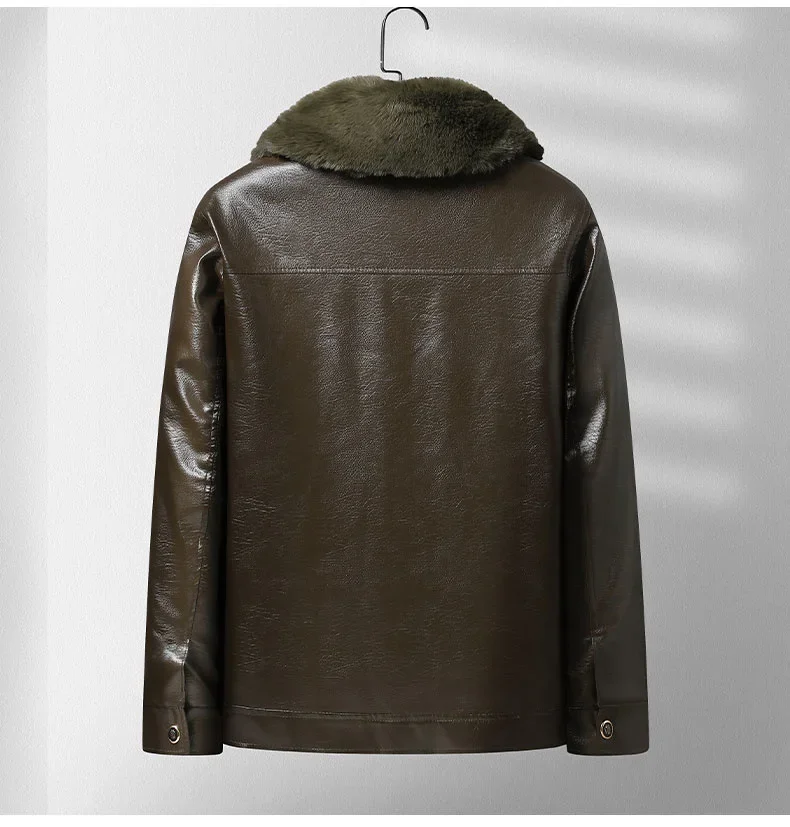 Thickened Fleece Leather Jacket