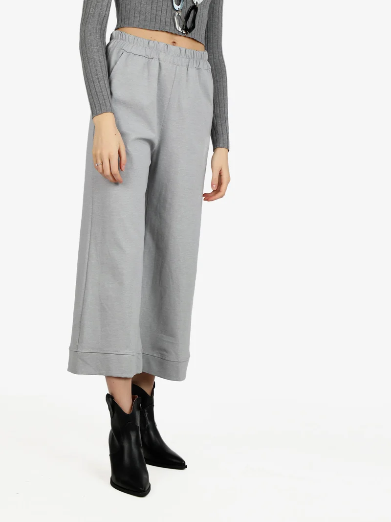 Pantaloni donna a gamba larga - grigio