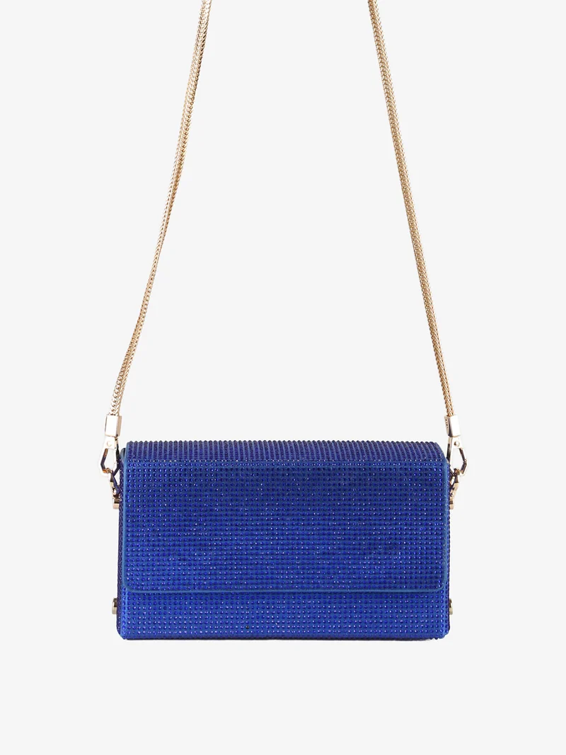 Pochette elegante da donna con strass - blu