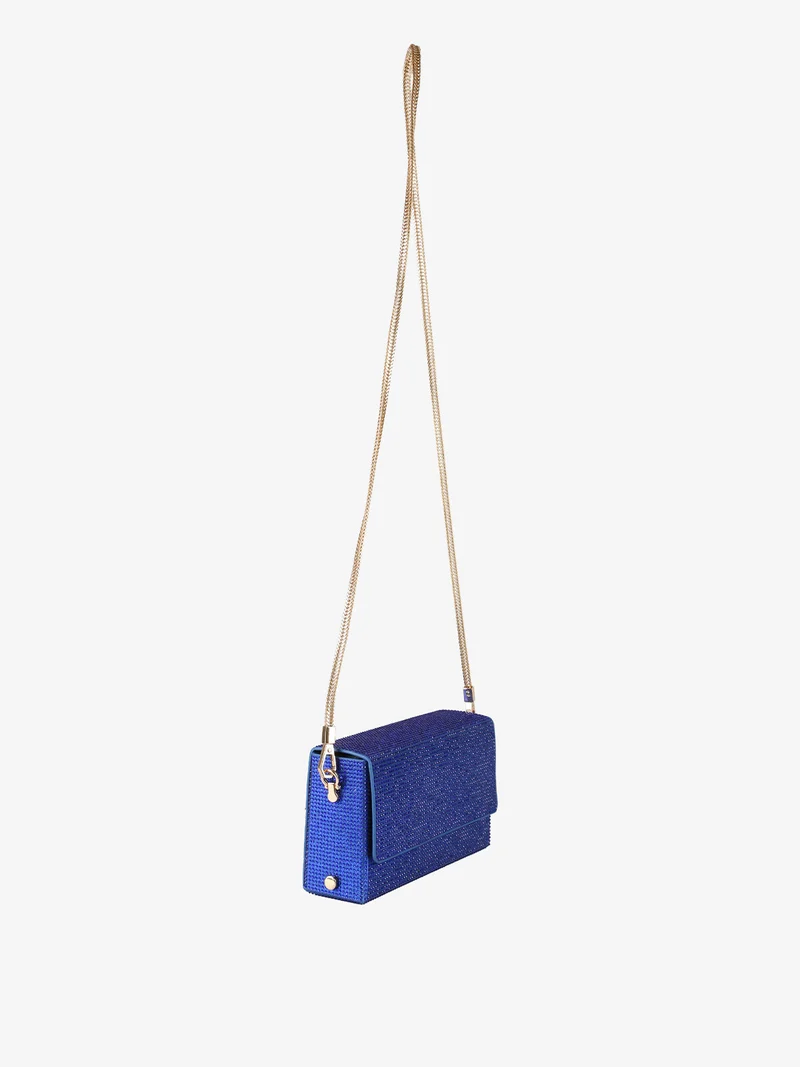 Pochette elegante da donna con strass - blu