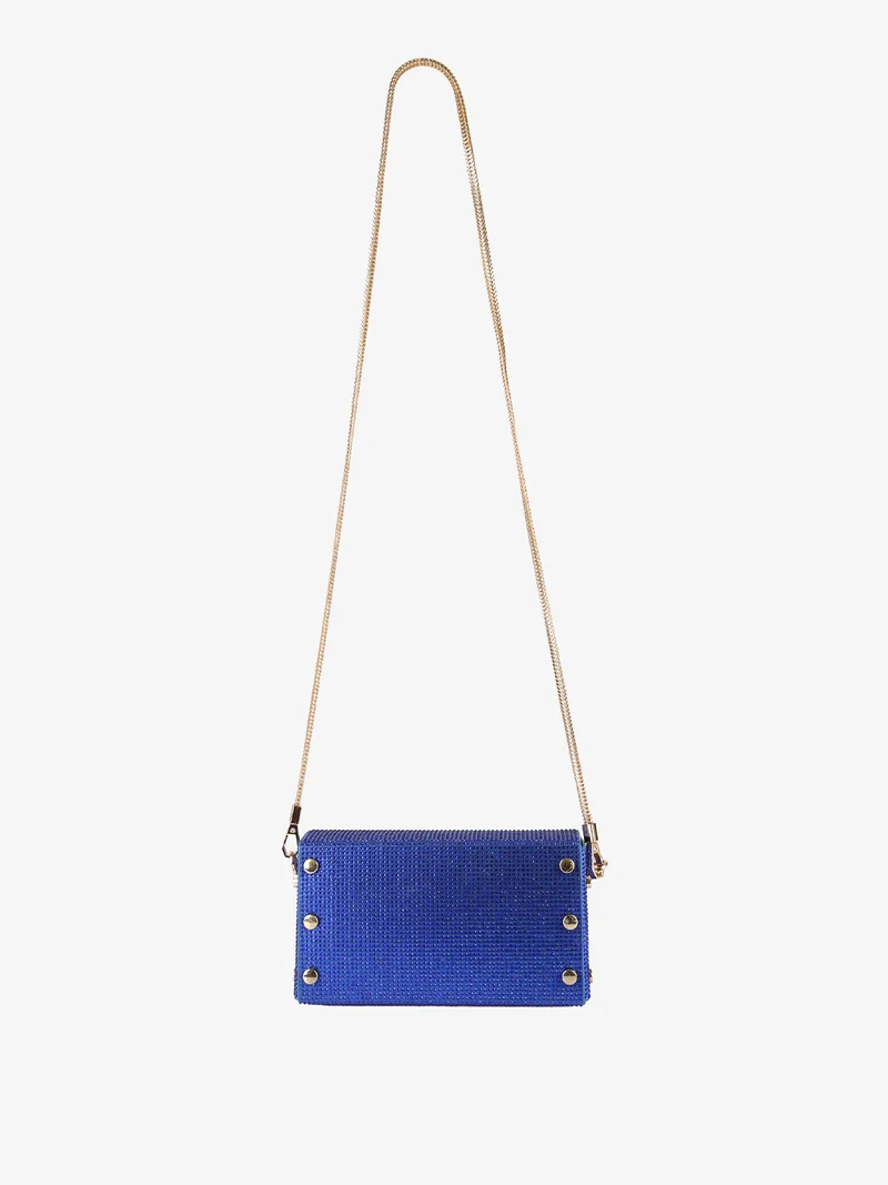 Pochette elegante da donna con strass - blu