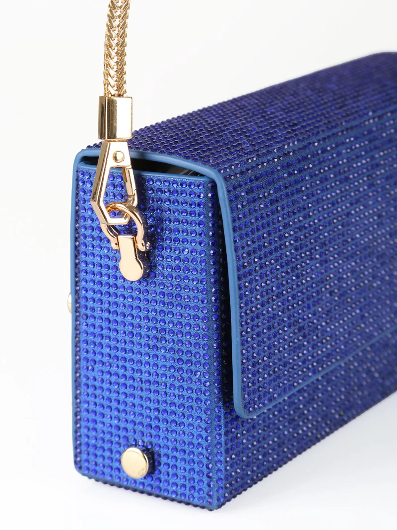Pochette elegante da donna con strass - blu
