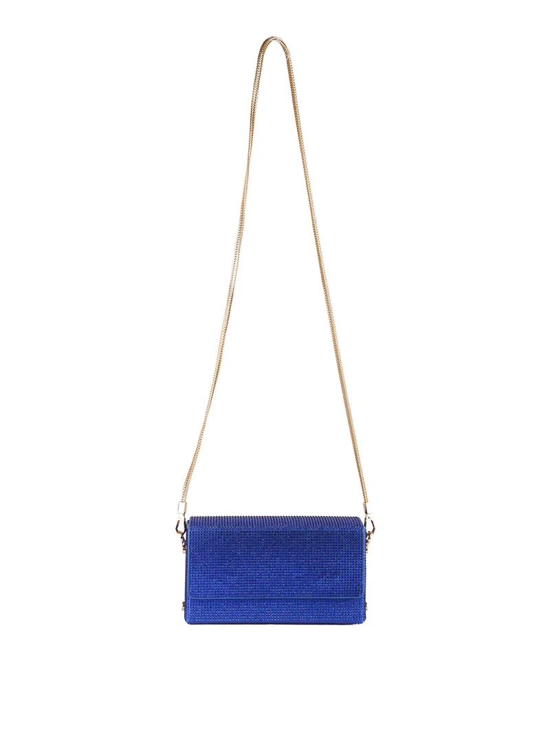 Pochette elegante da donna con strass - blu