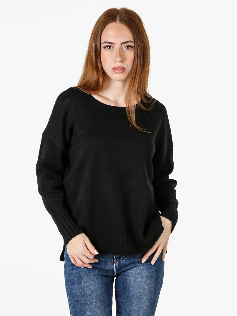 Maglione girocollo da donna oversize - nero