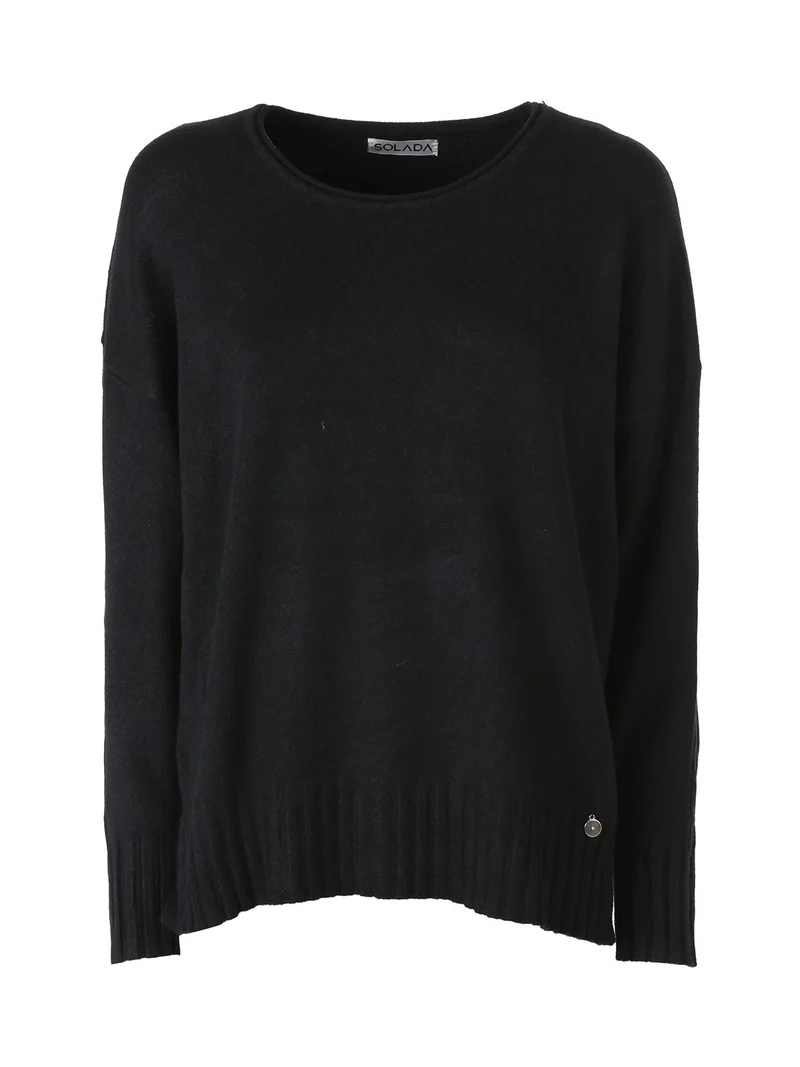 Maglione girocollo da donna oversize - nero