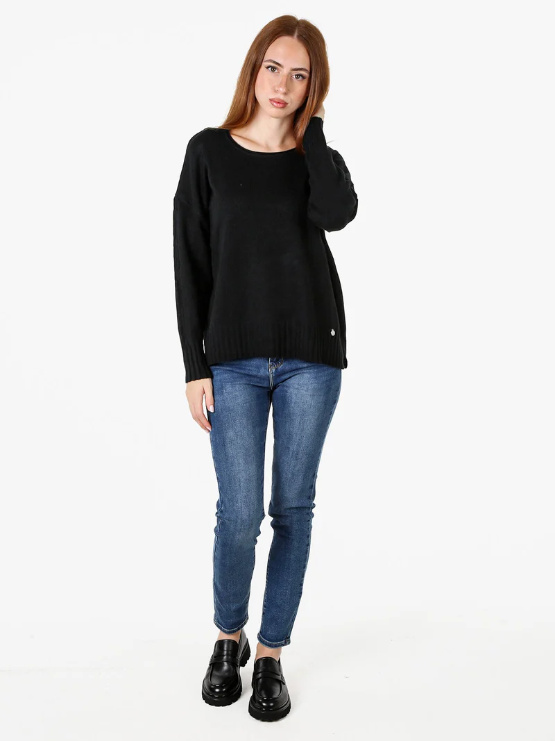 Maglione girocollo da donna oversize - nero