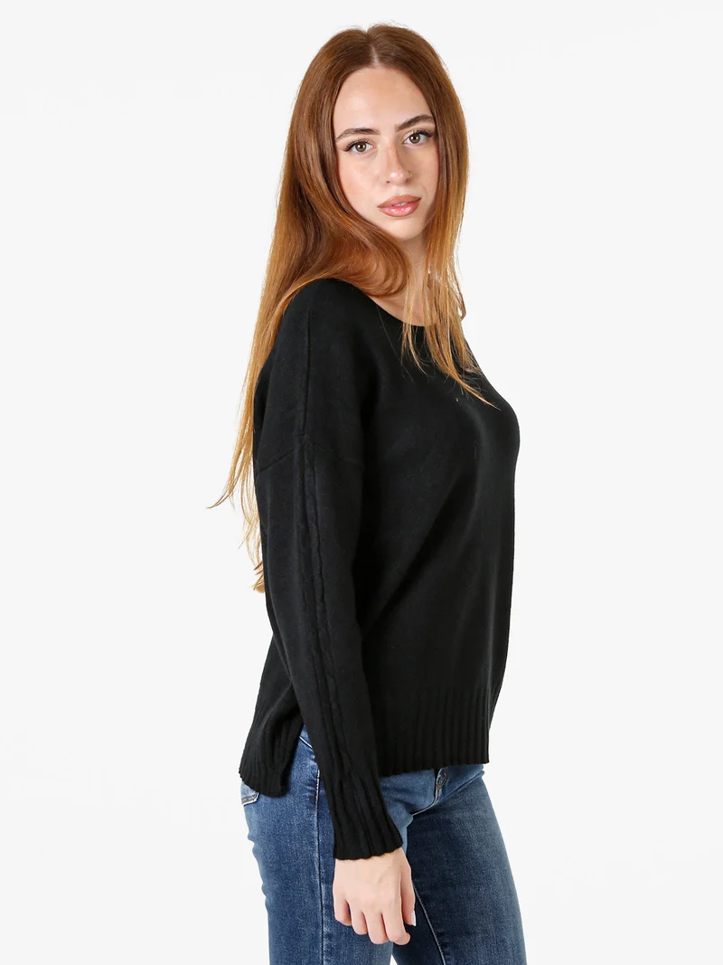 Maglione girocollo da donna oversize - nero