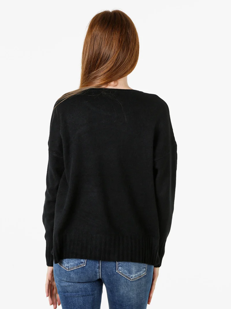 Maglione girocollo da donna oversize - nero