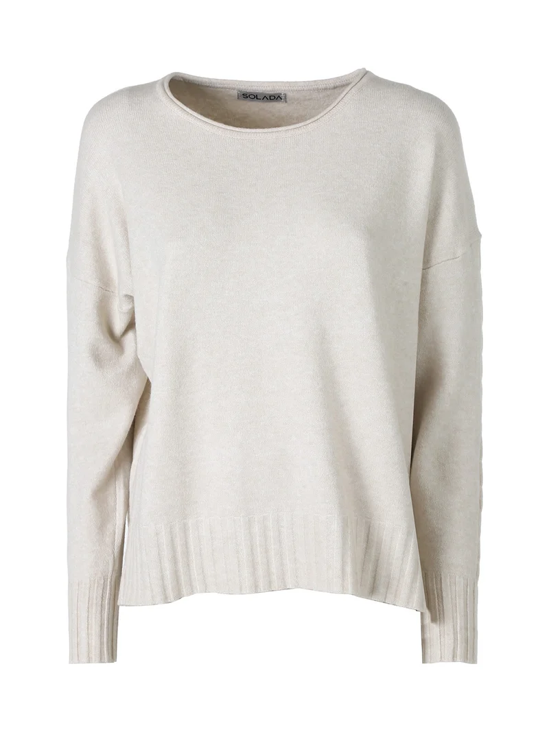 Maglione girocollo da donna oversize - beige