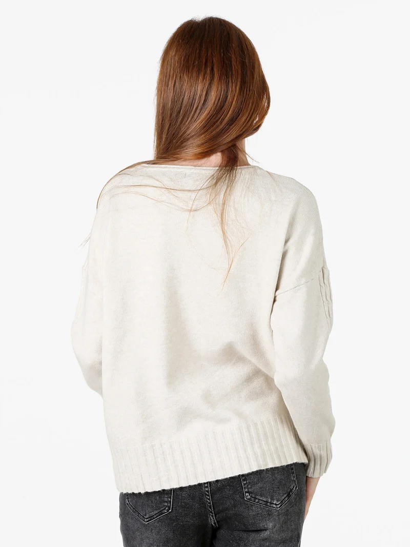 Maglione girocollo da donna oversize - beige