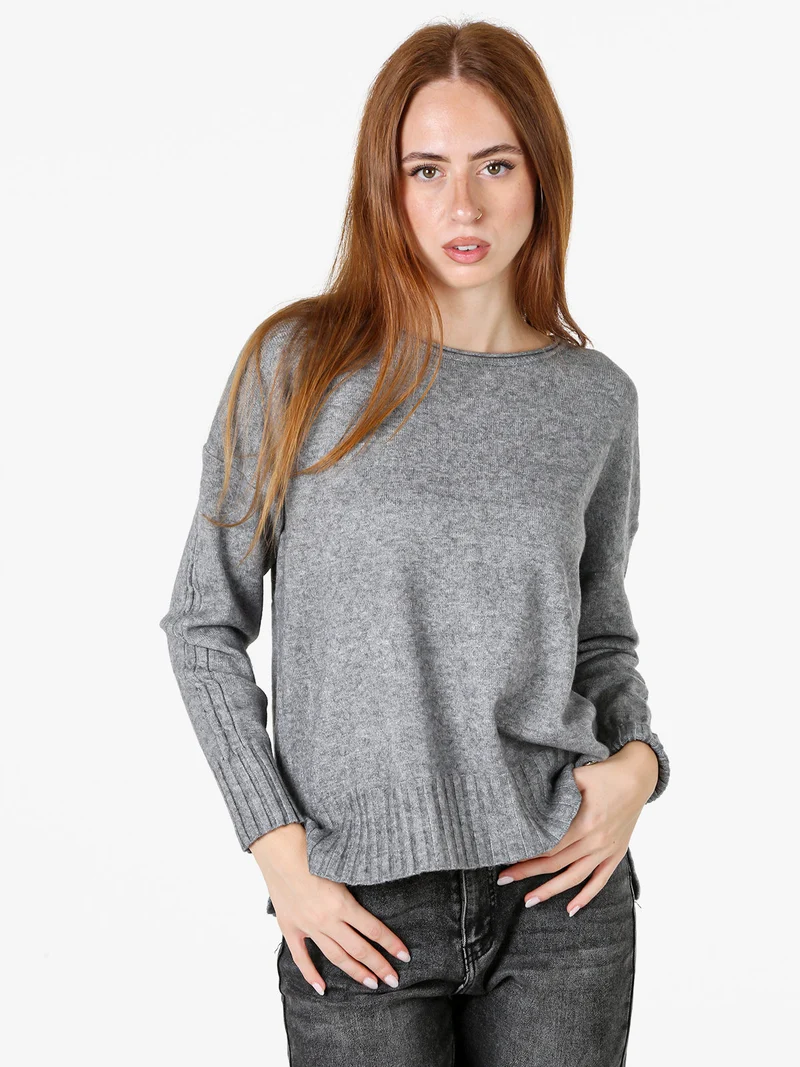 Maglione girocollo da donna oversize - grigio