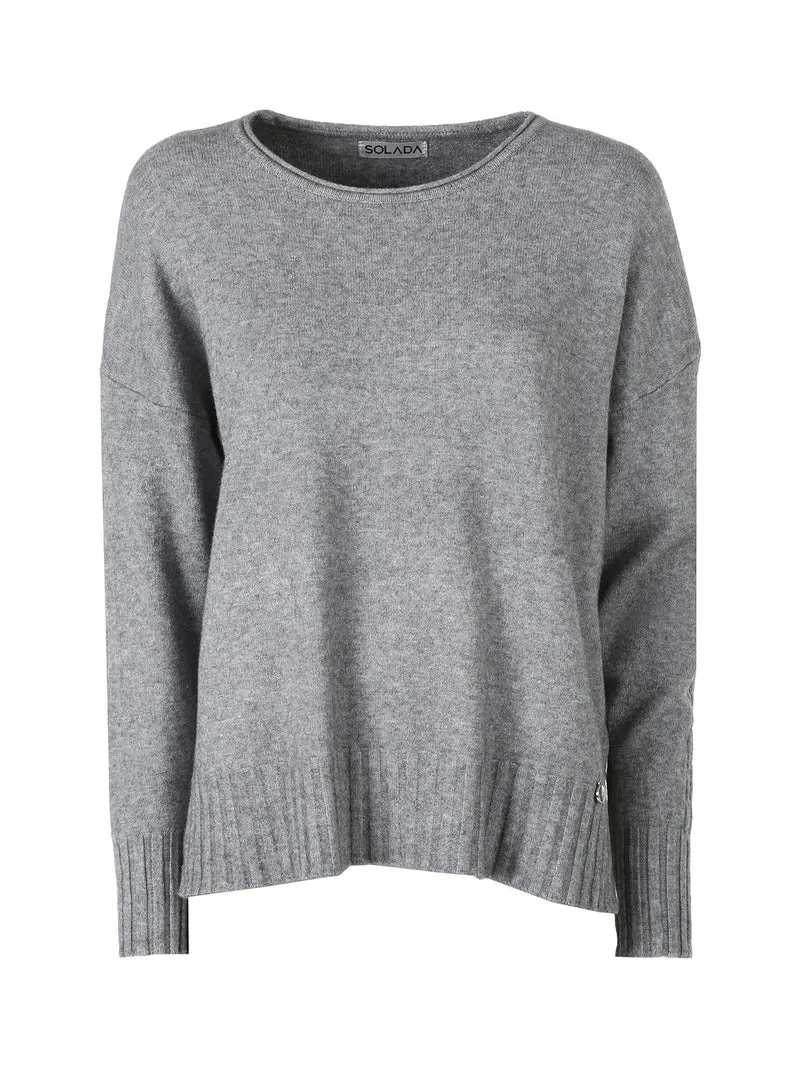 Maglione girocollo da donna oversize - grigio
