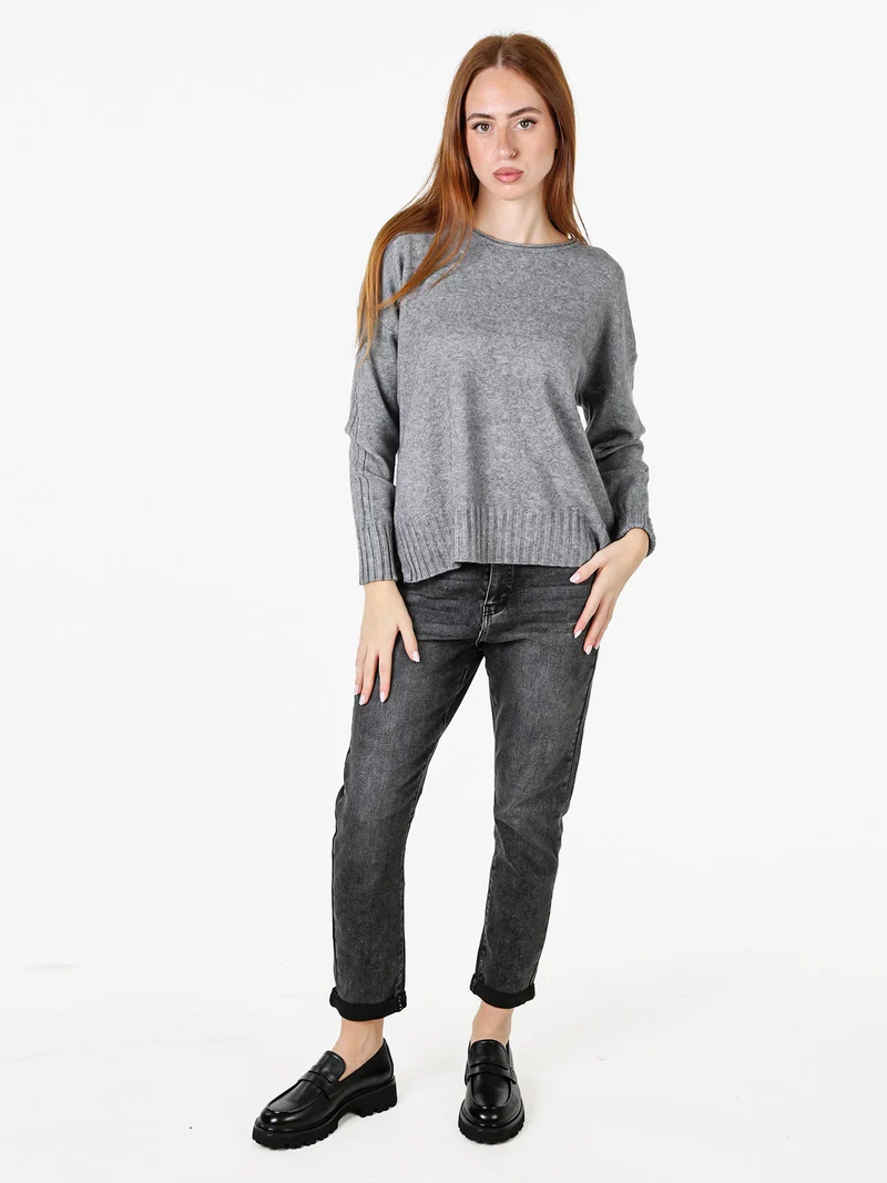 Maglione girocollo da donna oversize - grigio