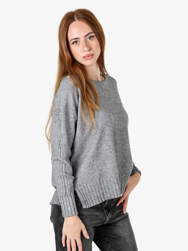 Maglione girocollo da donna oversize - grigio