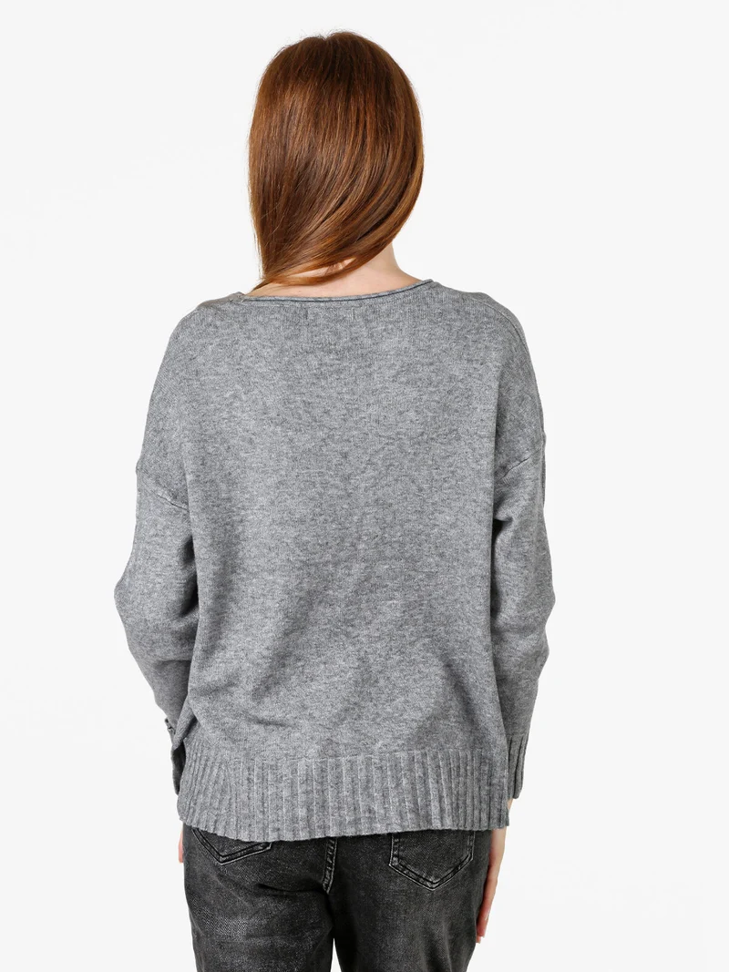 Maglione girocollo da donna oversize - grigio