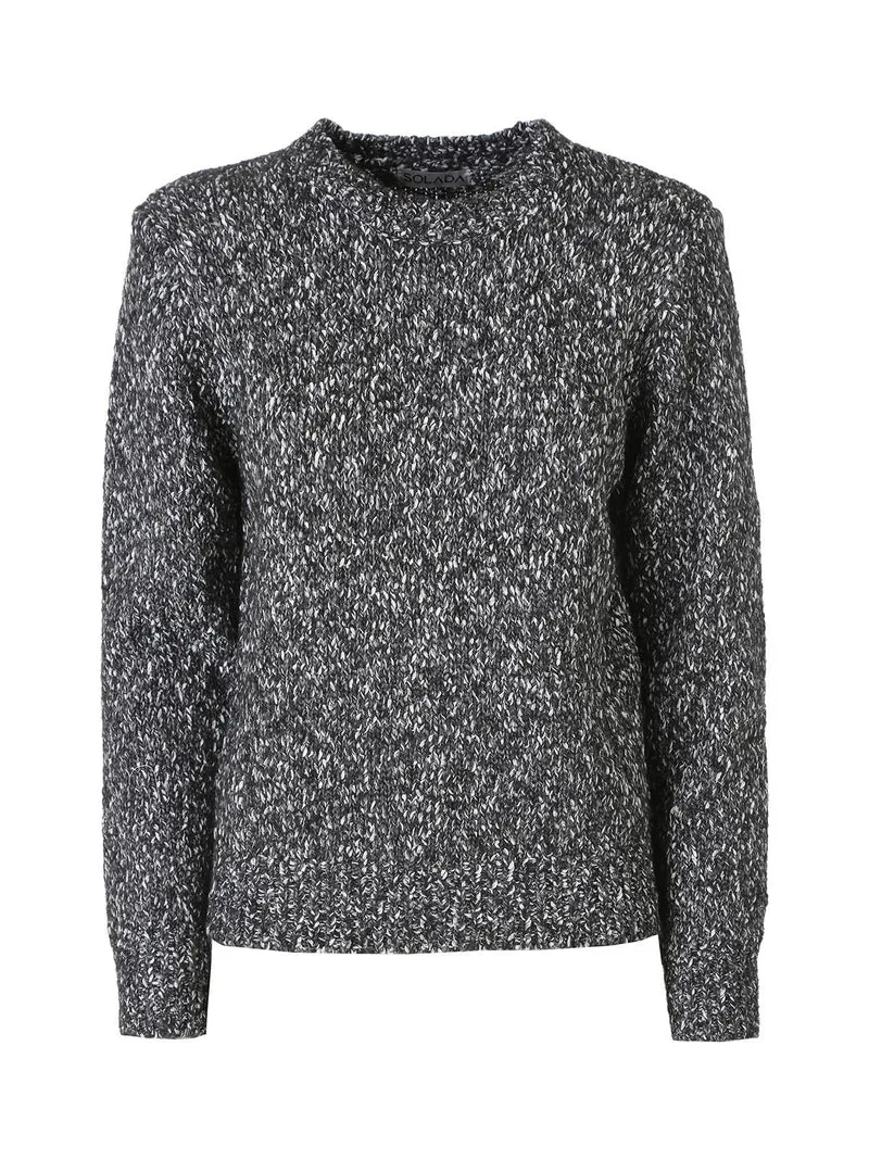 Maglione girocollo da donna in filato bouclè - nero