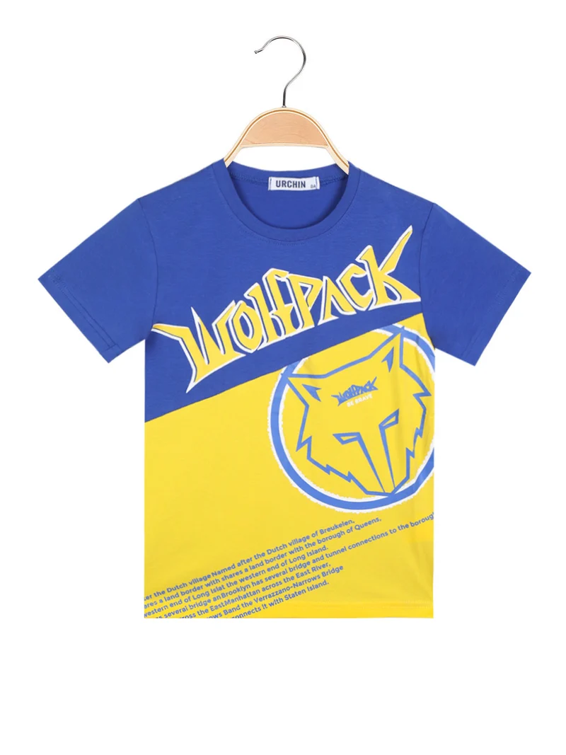 T-shirt manica corta da bambino con stampa - blu