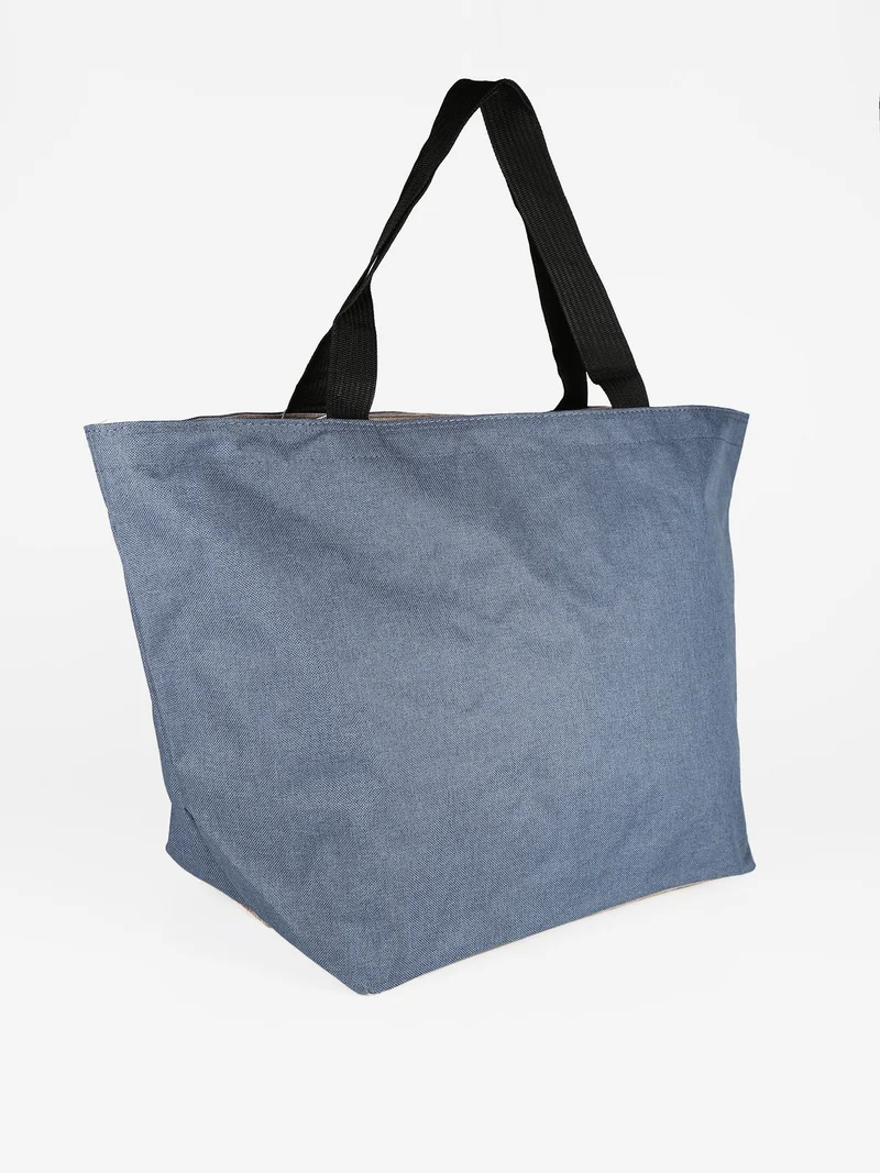 Maxi borsa donna in tessuto bicolor - blu