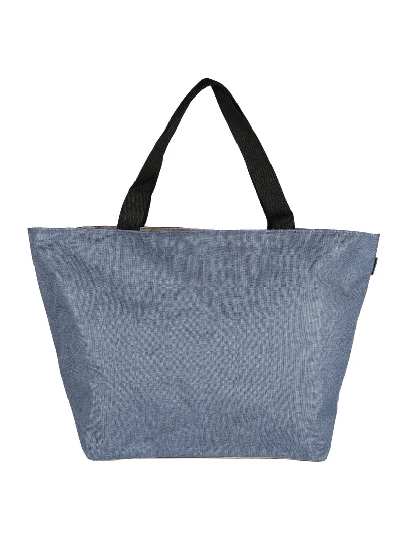 Maxi borsa donna in tessuto bicolor - blu