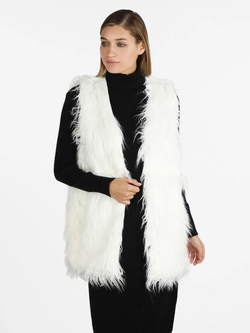 Gilet donna peloso - bianco