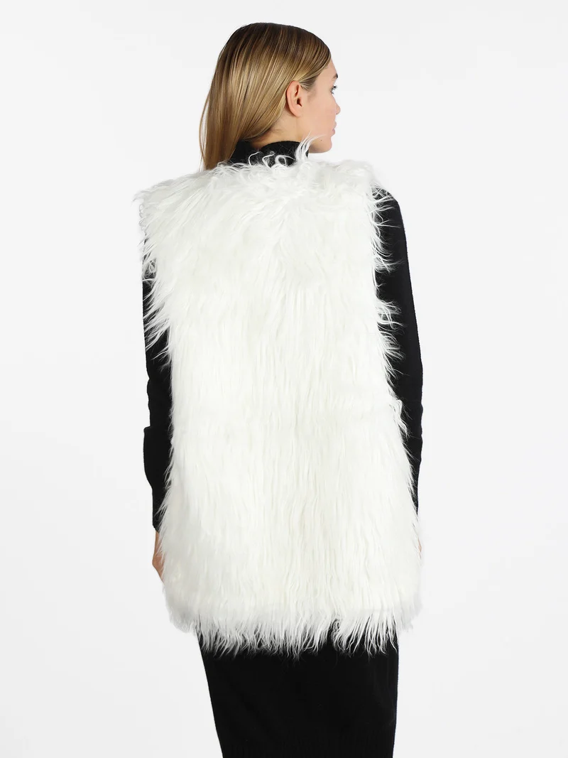 Gilet donna peloso - bianco