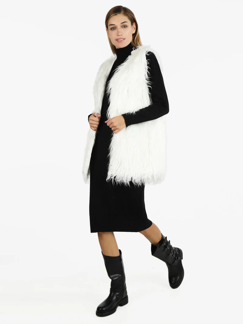 Gilet donna peloso - bianco