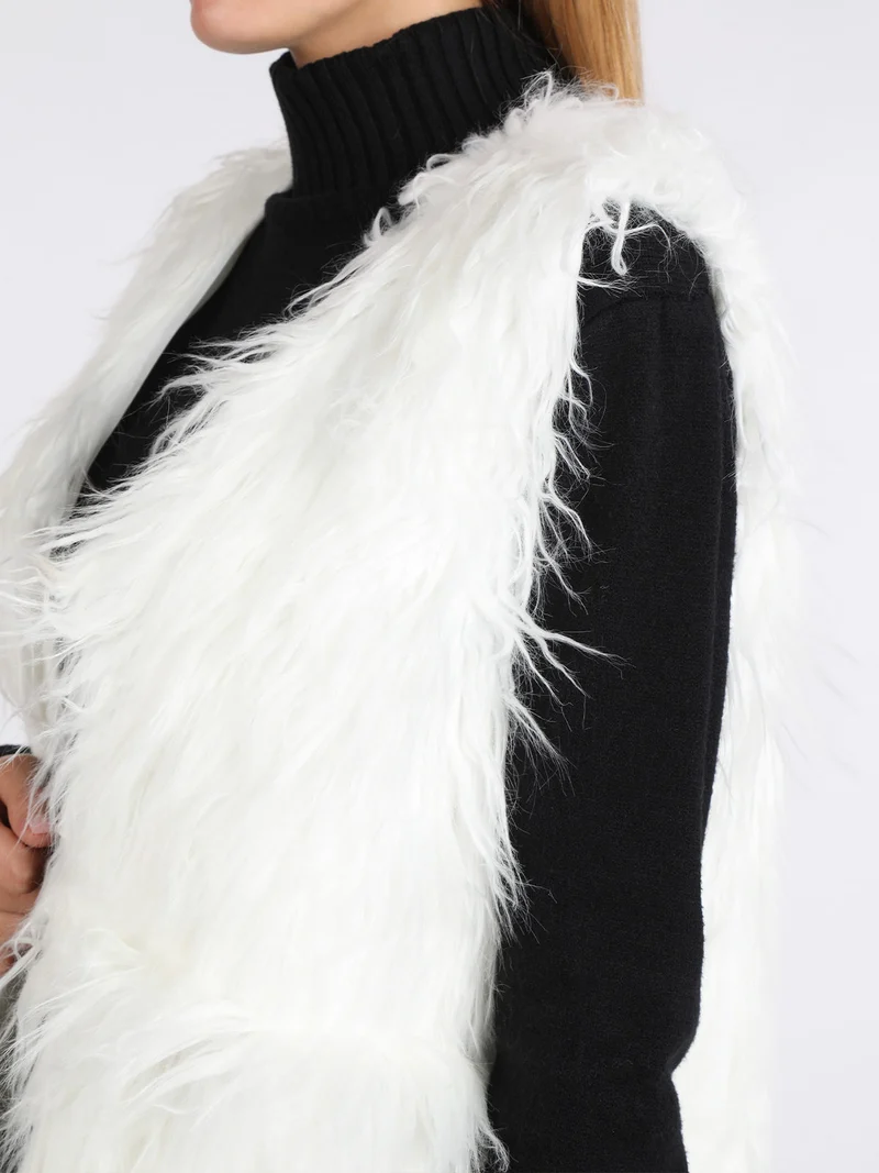 Gilet donna peloso - bianco