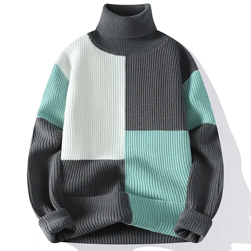 Elegant Patchwork Turtleneck