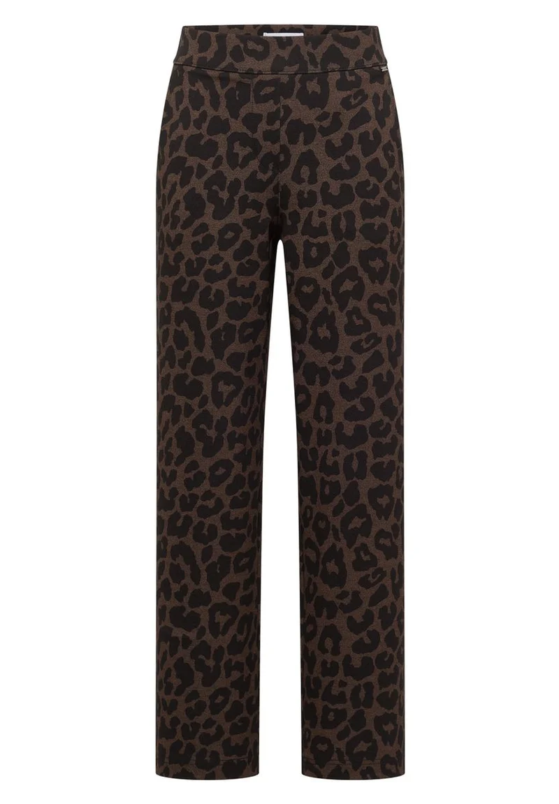 High Waist Straight Leg Hose mit Leo-Muster