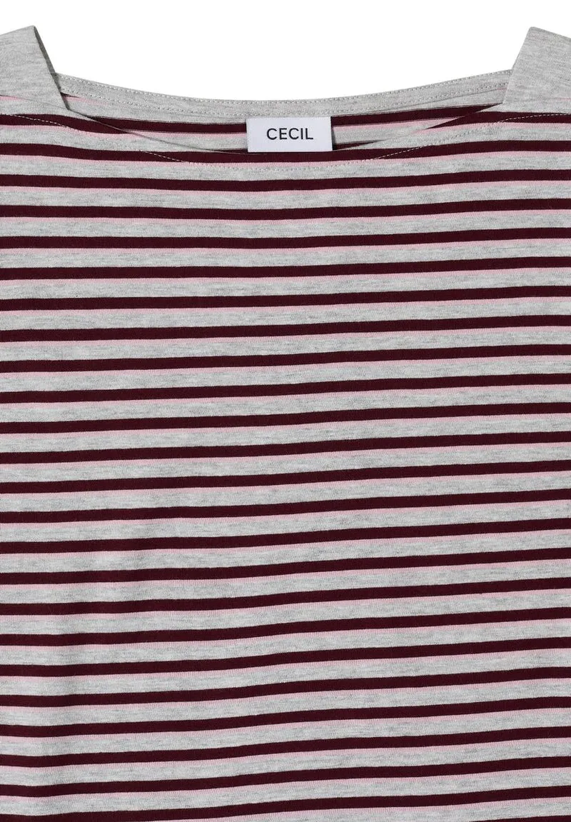 3/4-Arm Shirt mit Boat Neck und Streifen